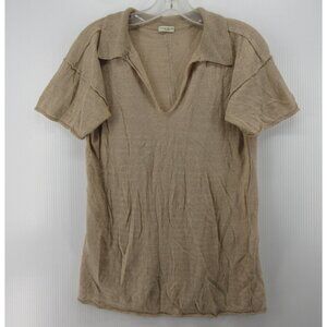 Paolo Pecora Sweater Medium Linen Polo Wide Collar Leisure 70s Disco *